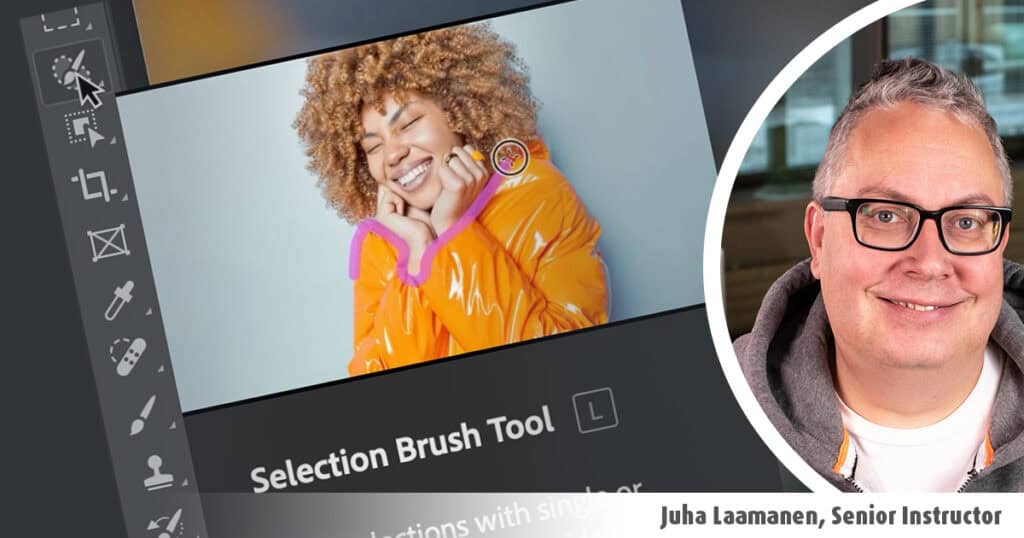 Phoshopin uudet työkalut artikkelin kirjoittaja Juha Laamanen ja kuvakaappaus photoshop ohjelman valitan työkalusta.